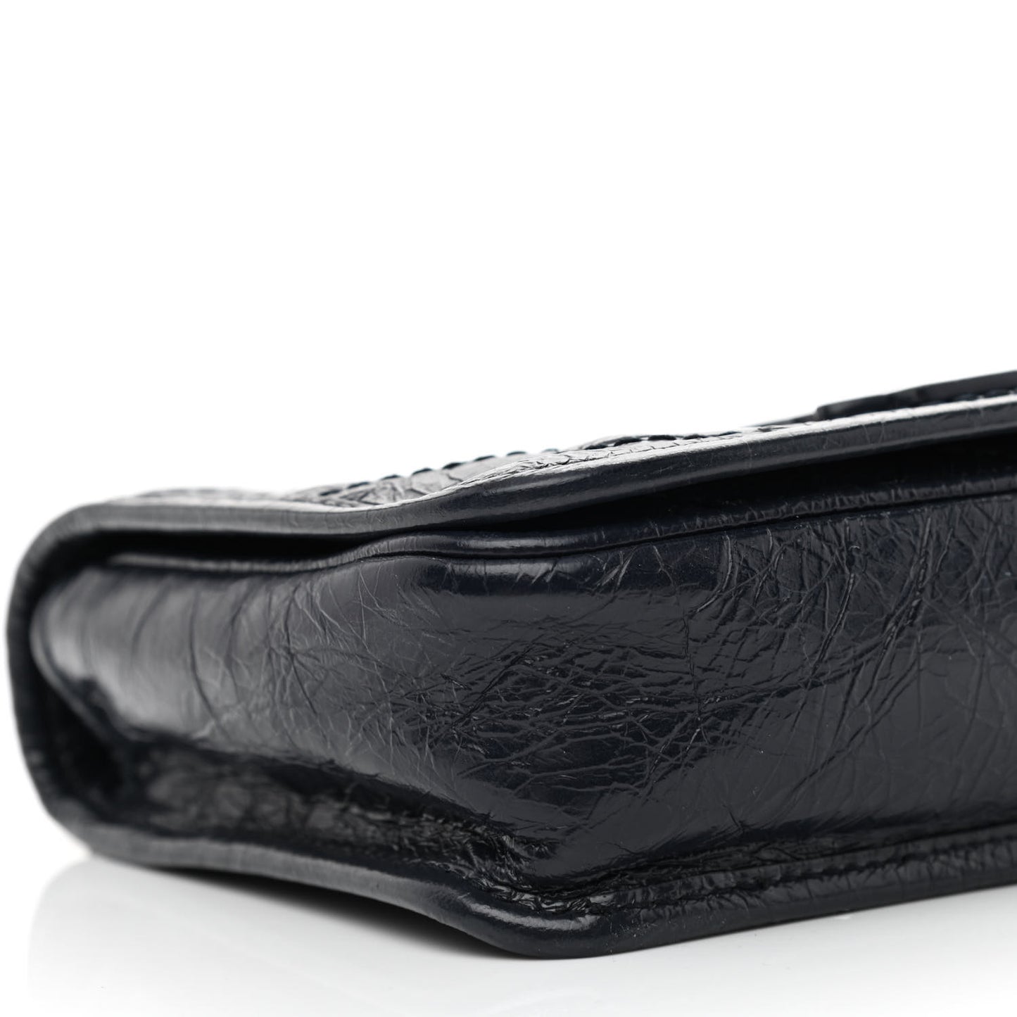 Crinkled Calfskin Matelasse Monogram Niki Chain Wallet Deep Marine