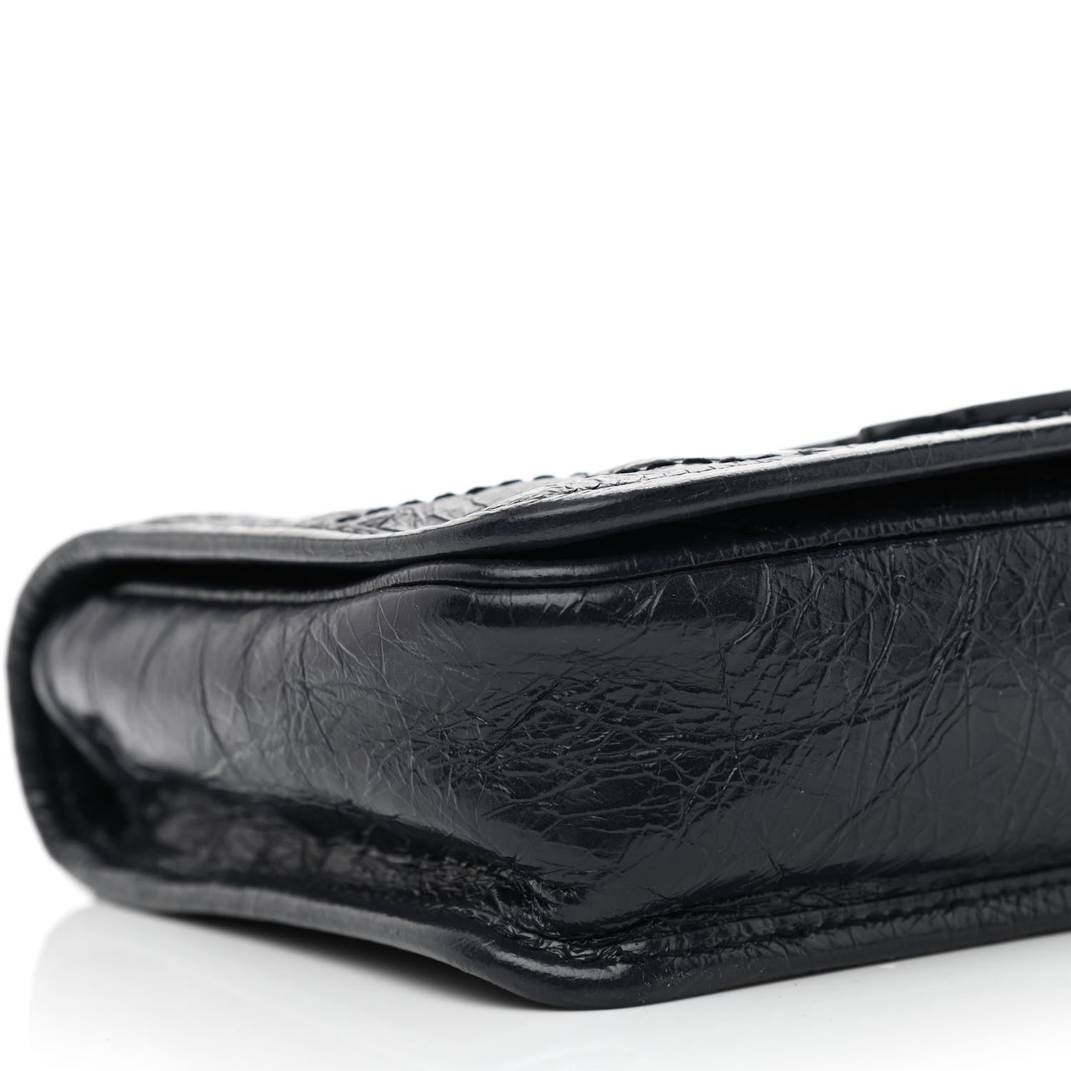 Saint Laurent Crinkled Calfskin Matelasse Monogram Niki Chain Wallet Deep Marine 8 of 10
