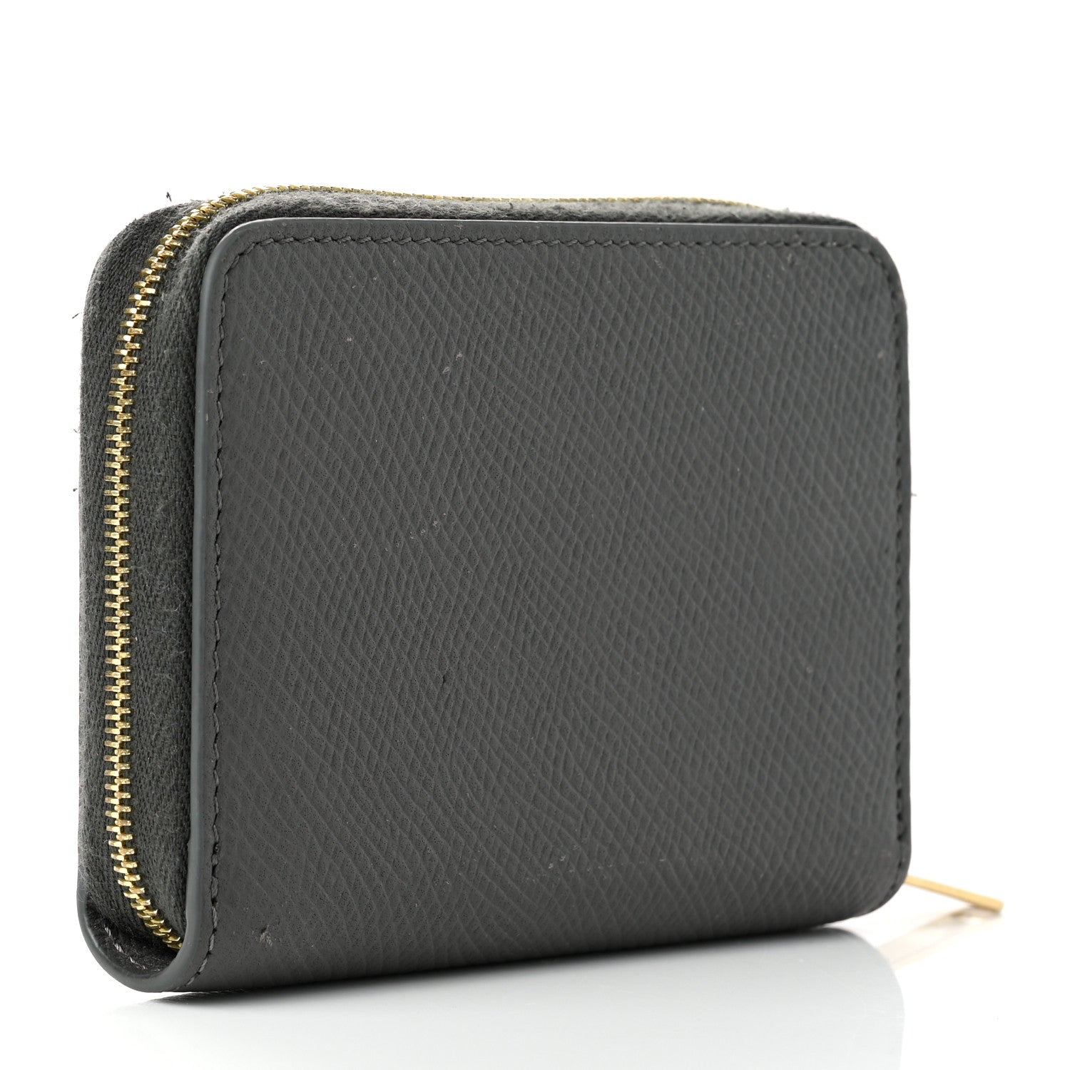 Celine Grained Calfskin Compact Zipped Wallet Grey 3 of 10