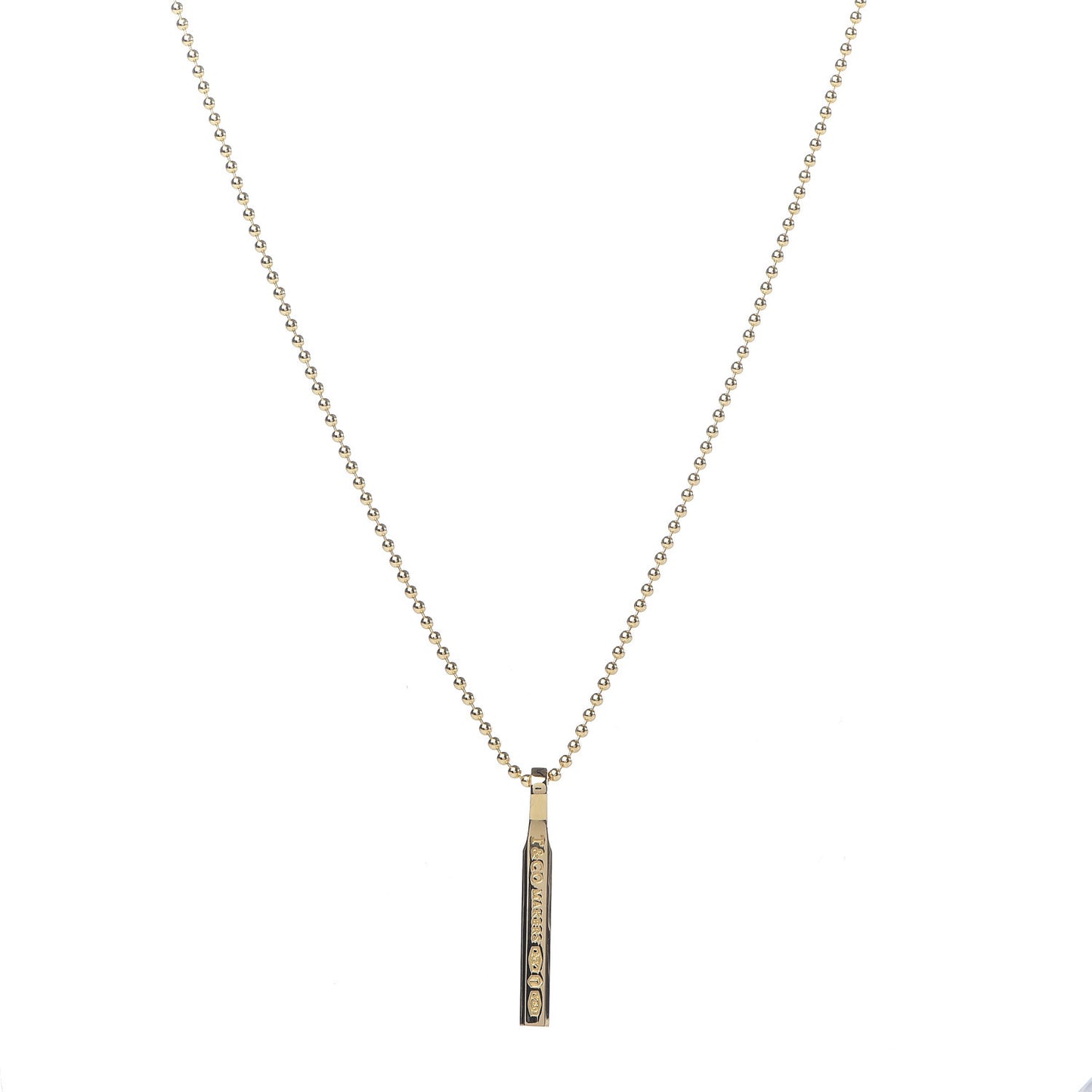 18K Yellow Gold Makers Bar Pendant Necklace