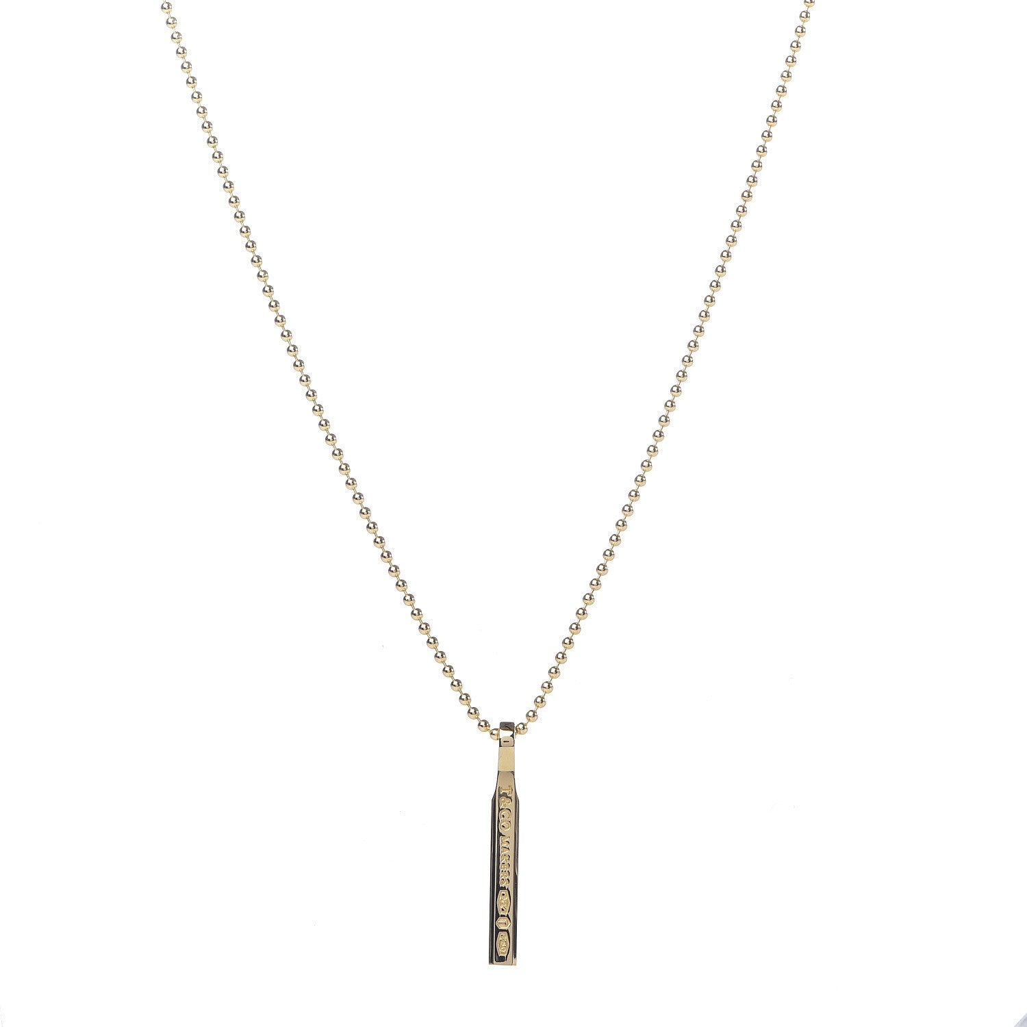 Tiffany 18K Yellow Gold Makers Bar Pendant Necklace 1 of 7