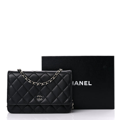 Chanel Lambskin Quilted Wallet On Chain WOC Black 14 of 14