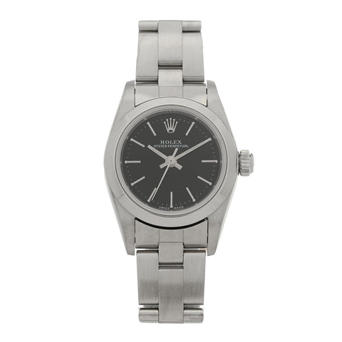 Stainless Steel 24mm Oyster Perpetual Watch Black 76080
