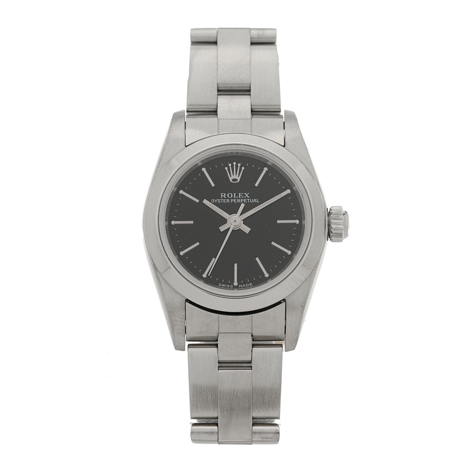 Rolex Stainless Steel 24mm Oyster Perpetual Watch Black 76080 1 of 4