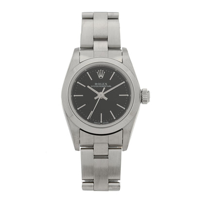 Rolex Stainless Steel 24mm Oyster Perpetual Watch Black 76080 1 of 4