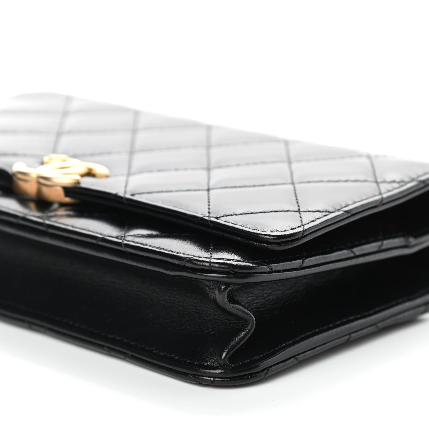 Chanel Calfskin Quilted Perfect Fit Wallet On Chain WOC Black 10 of 12