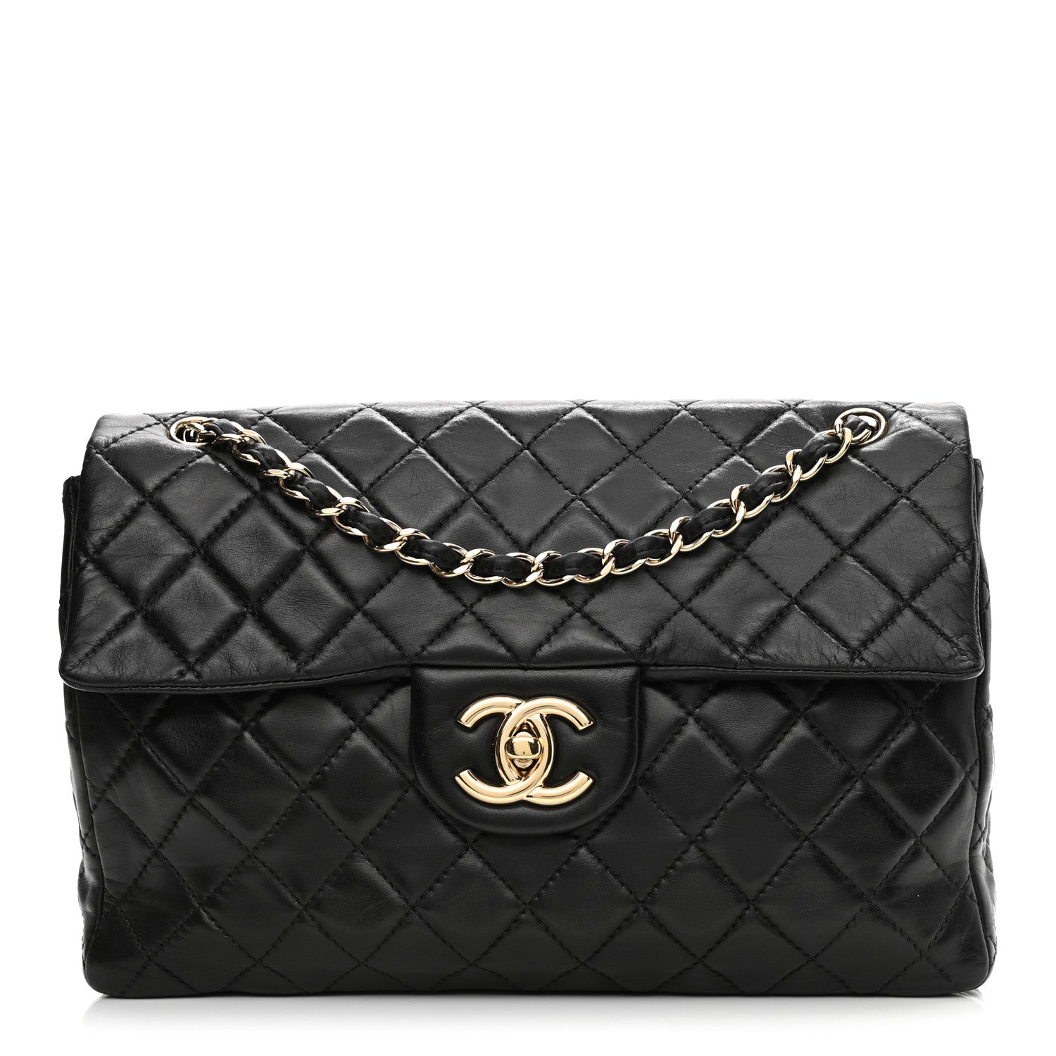 Chanel Washed Lambskin Quilted Maxi Single Flap Black 1 of 11