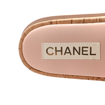 Chanel Fabric Pearl Cork CC Slip On Sandals 38 Pink 8 of 10