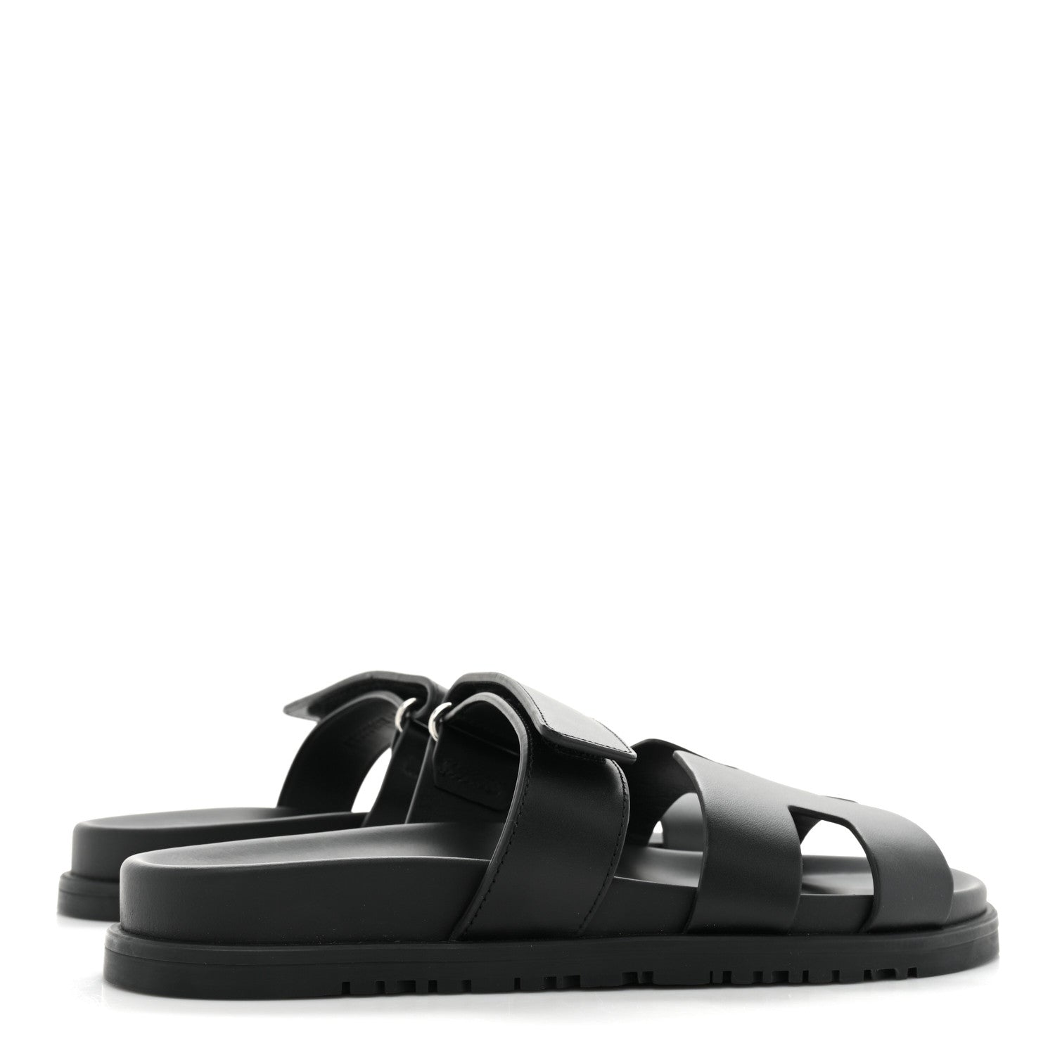 Hermes Calfskin Womens Chypre Sandals 38.5 Black 4 of 8