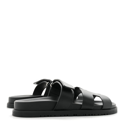 Hermes Calfskin Womens Chypre Sandals 38.5 Black 4 of 8