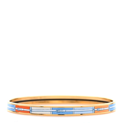 Hermes Enamel Printed Extra Narrow Couvertures Et Tenues De Jour Bracelet 62 1 of 6