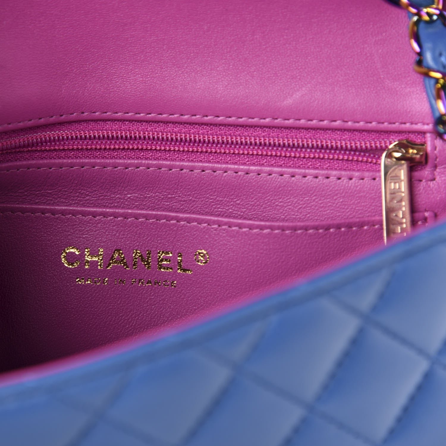 Chanel Lambskin Quilted Mini Rectangular Flap Blue Purple 6 of 12