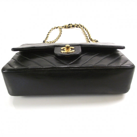 Chanel Vintage Lambskin Chevron Double Flap Black 4 of 13