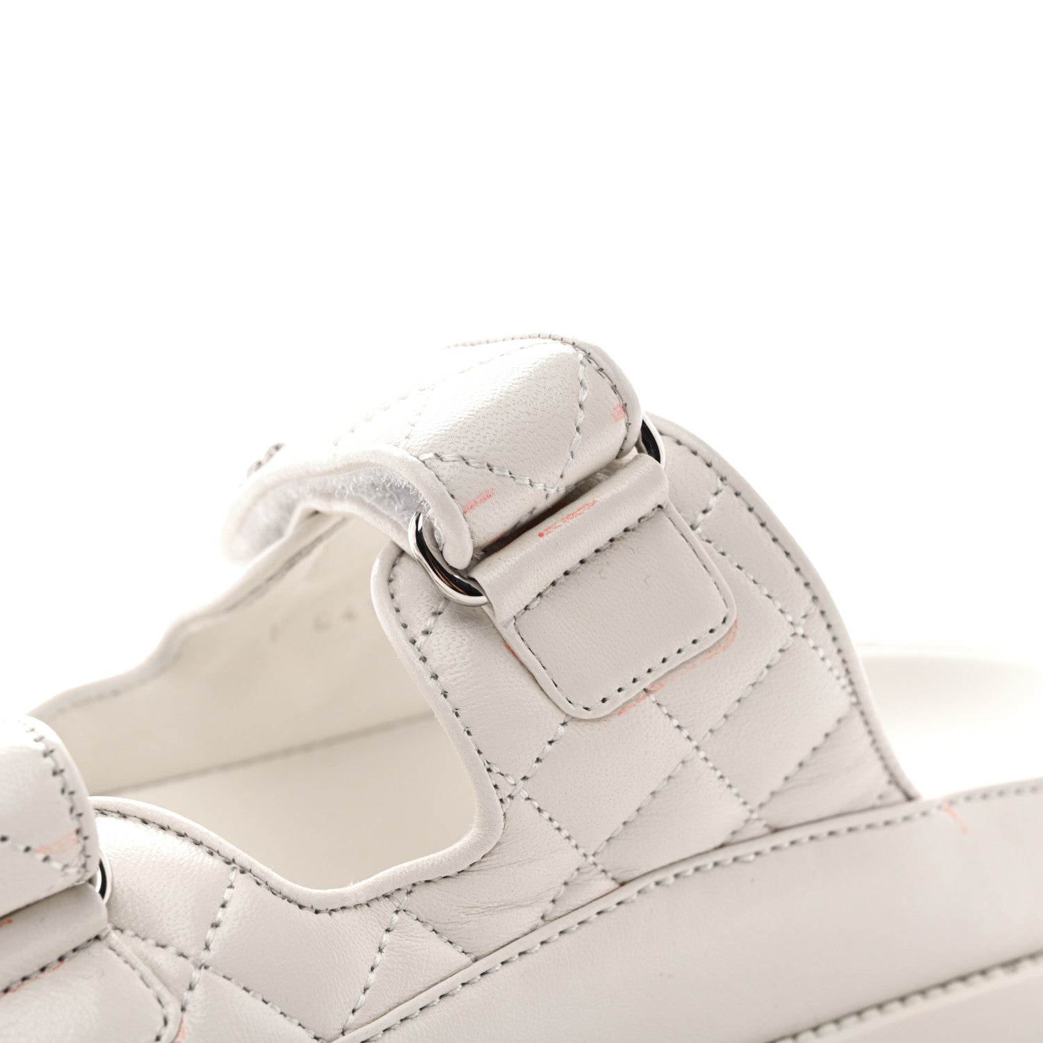 Chanel Lambskin Quilted Velcro Dad Chain CC Slide Sandals 38 White 14 of 14