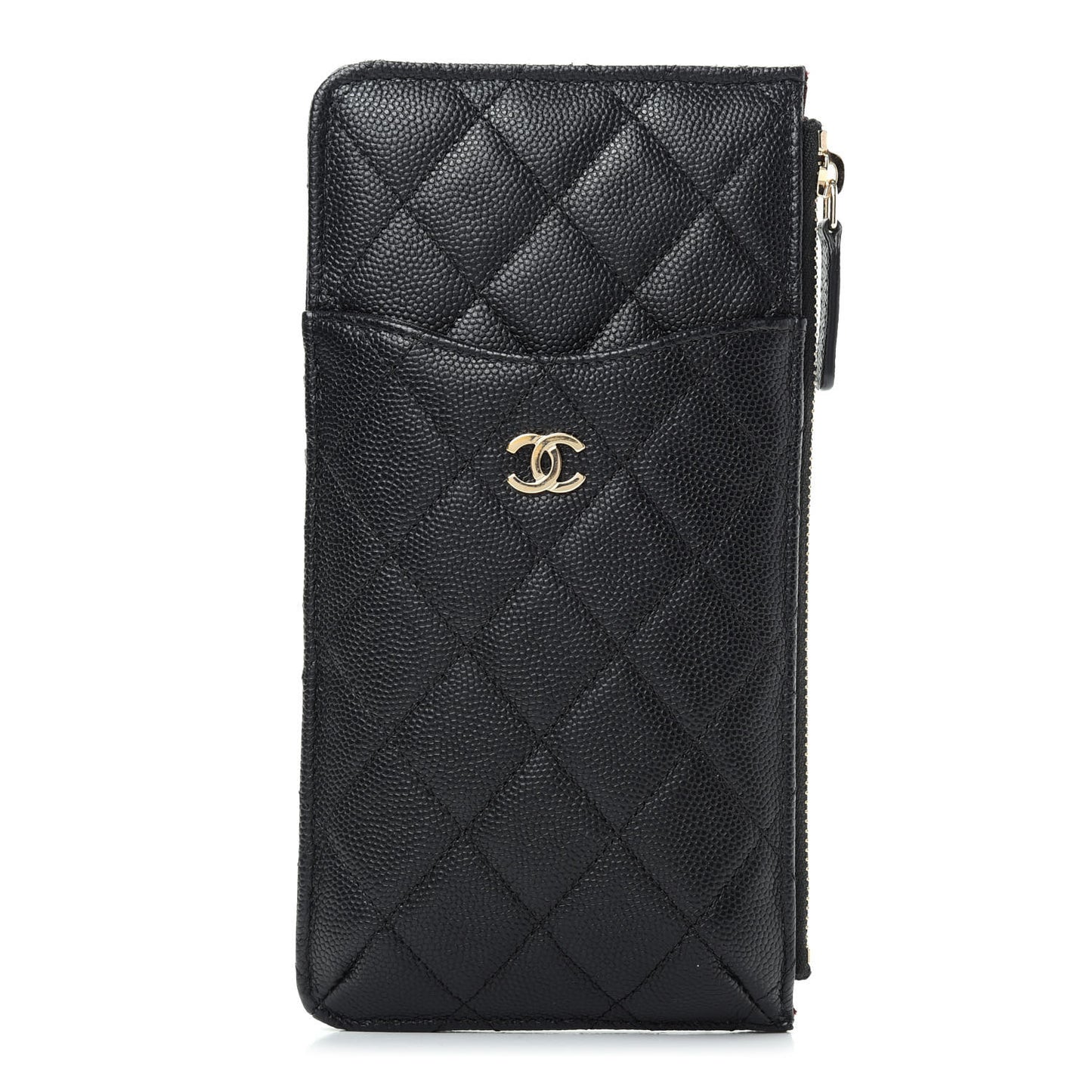 Caviar Quilted Classic Flat Wallet Pouch Black