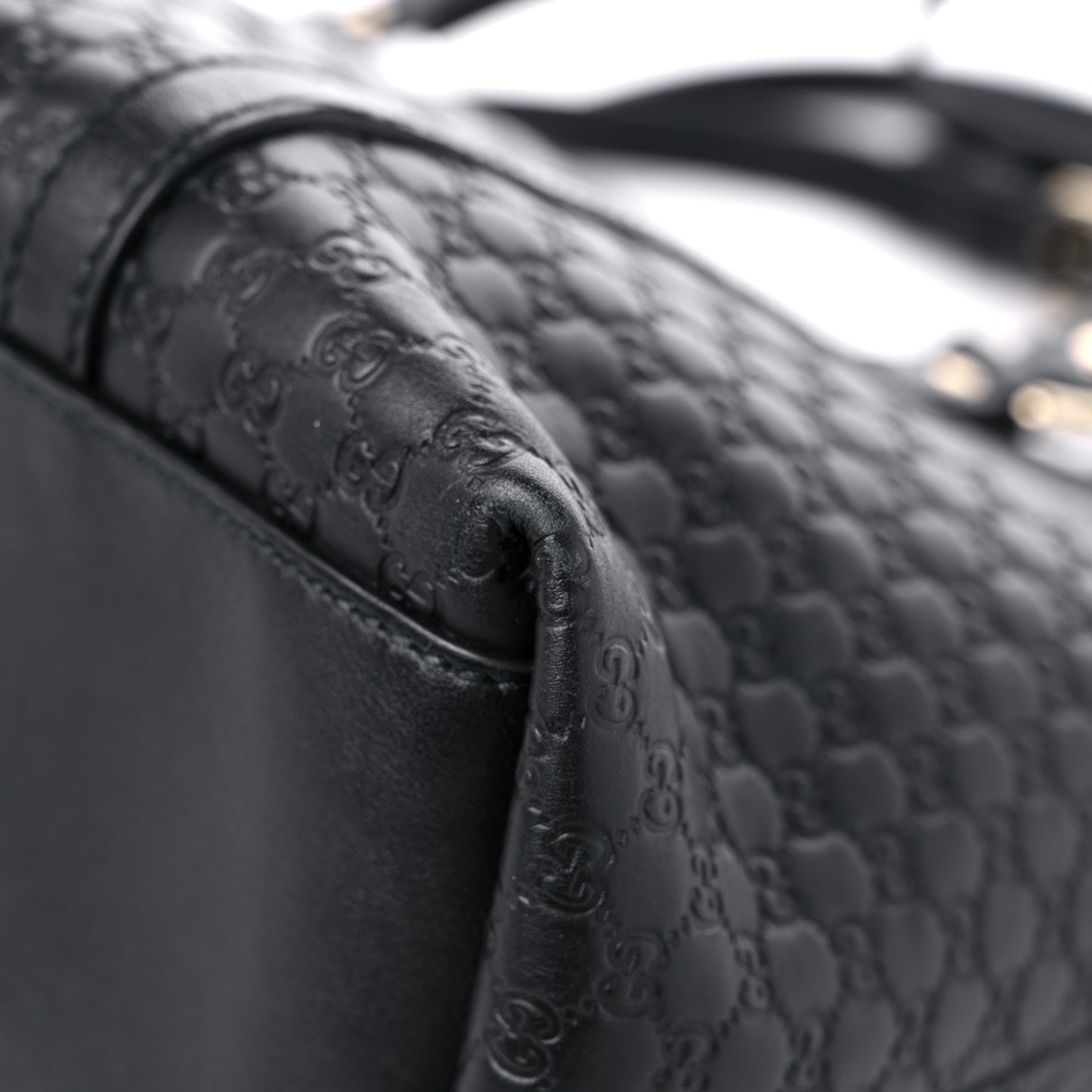 Soft Microguccissima Small Zippered Satchel Black