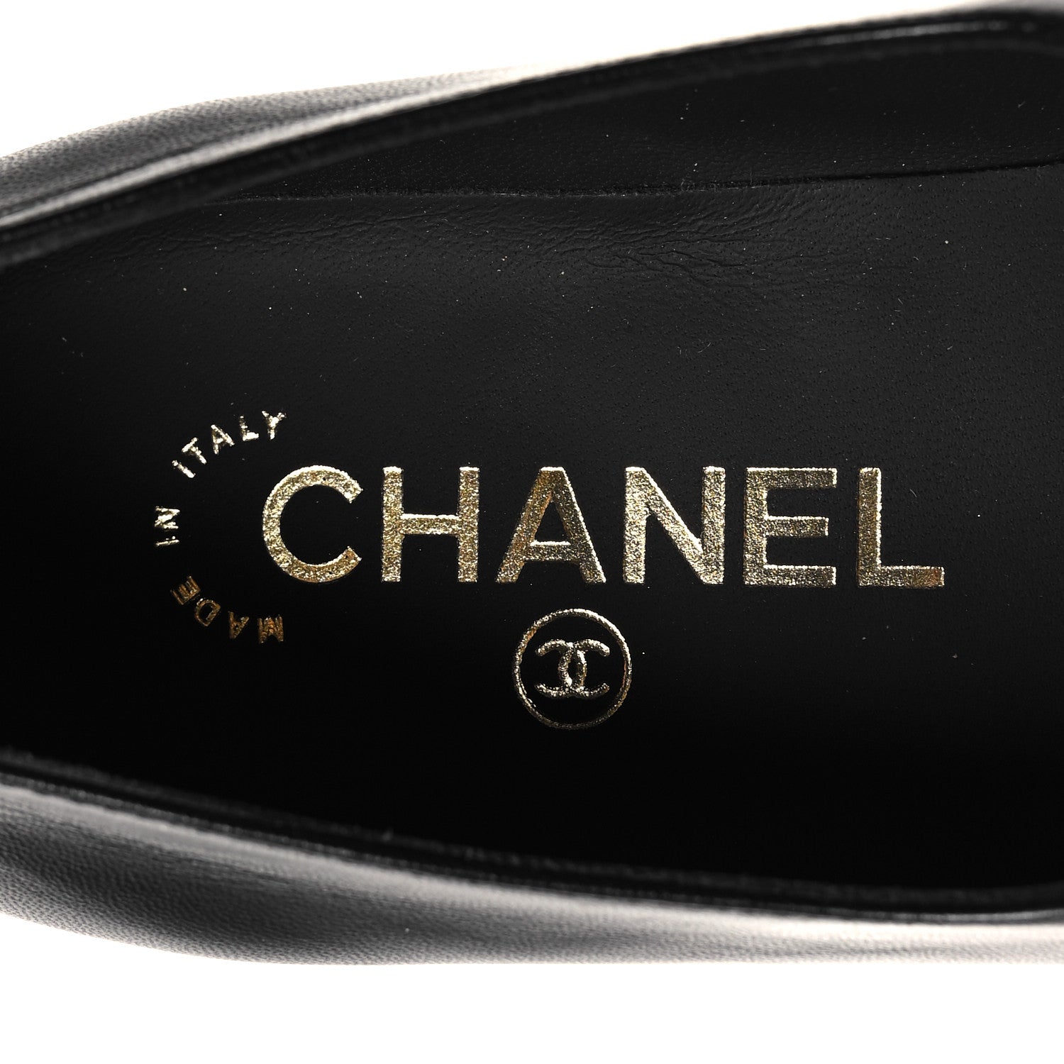 Chanel Goatskin Pearl Mary Jane Flats 38.5 Black 8 of 9