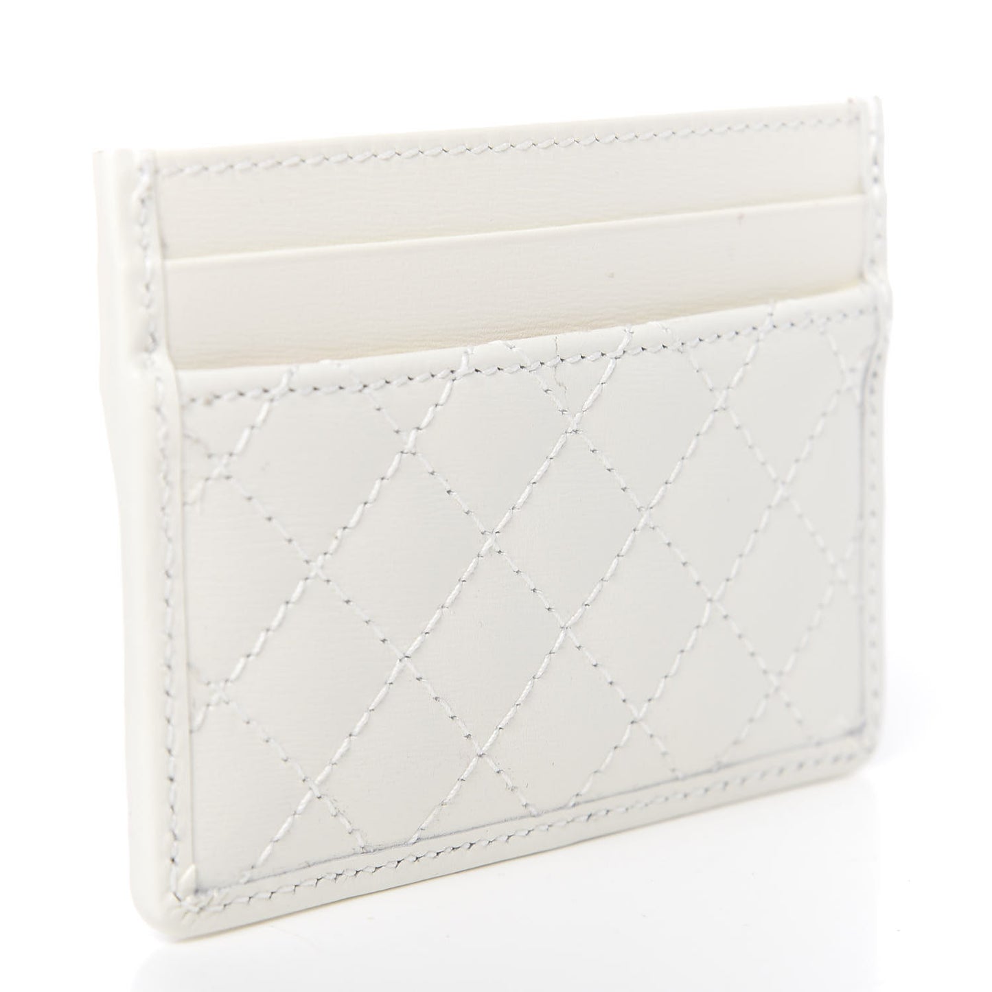 Calfskin Web Stitched Ophidia Card Holder Off White