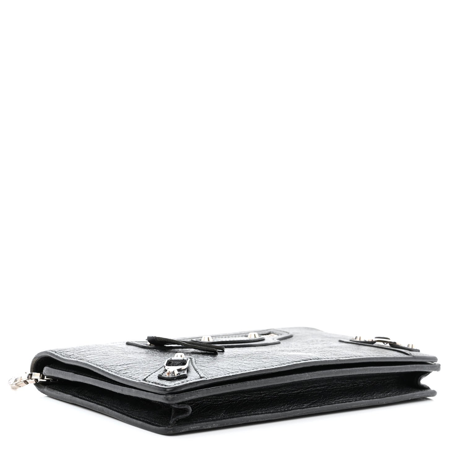 Balenciaga Grained Calfskin Classic Silver Hardware Wallet on Chain Black 4 of 12