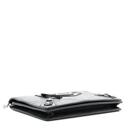 Balenciaga Grained Calfskin Classic Silver Hardware Wallet on Chain Black 4 of 12