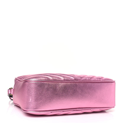 Saint Laurent Metallic Calfskin Matelasse Monogram Lou Camera Bag Vegas Pink 4 of 9