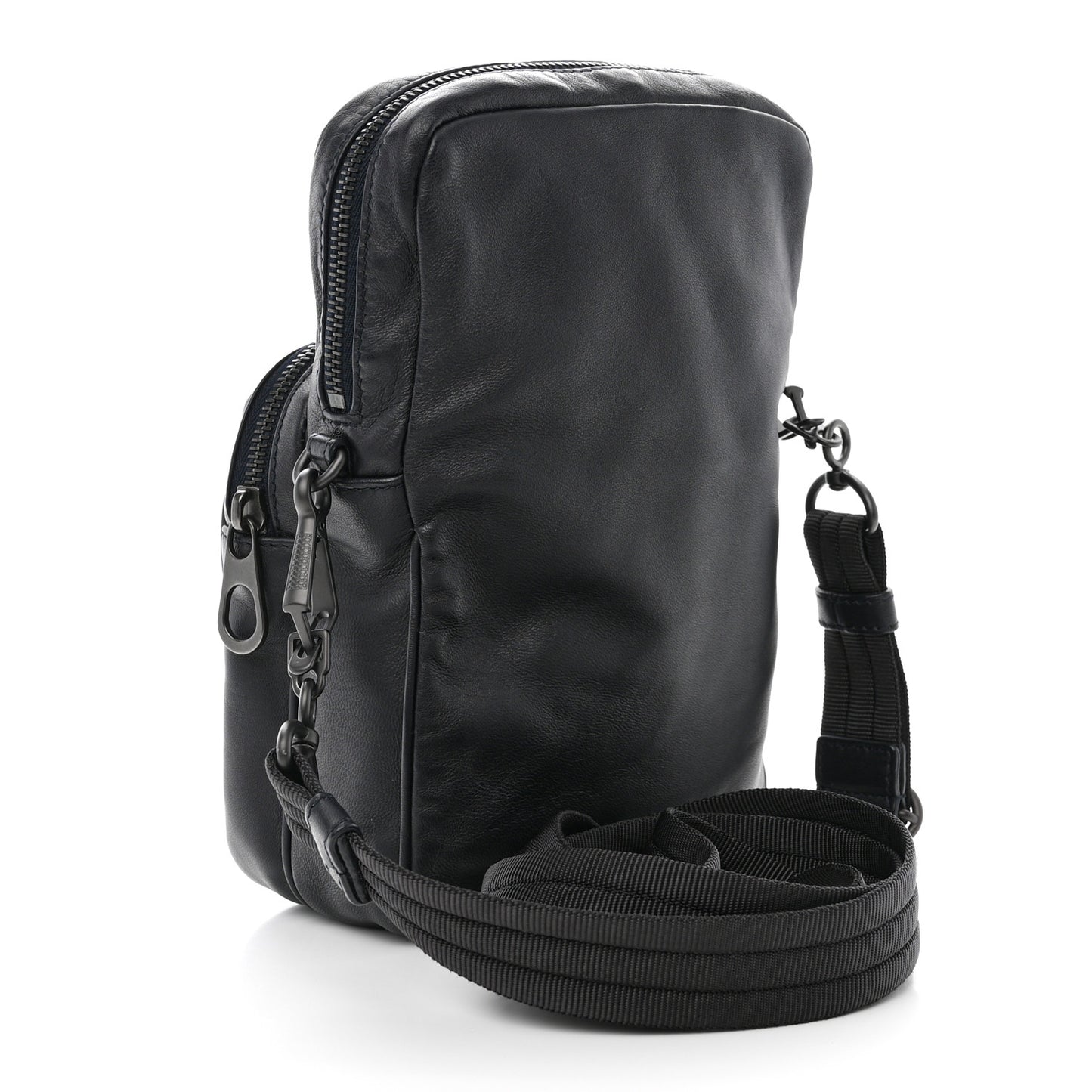 Nappa Intrecciato Crossbody Pouch Navy Black