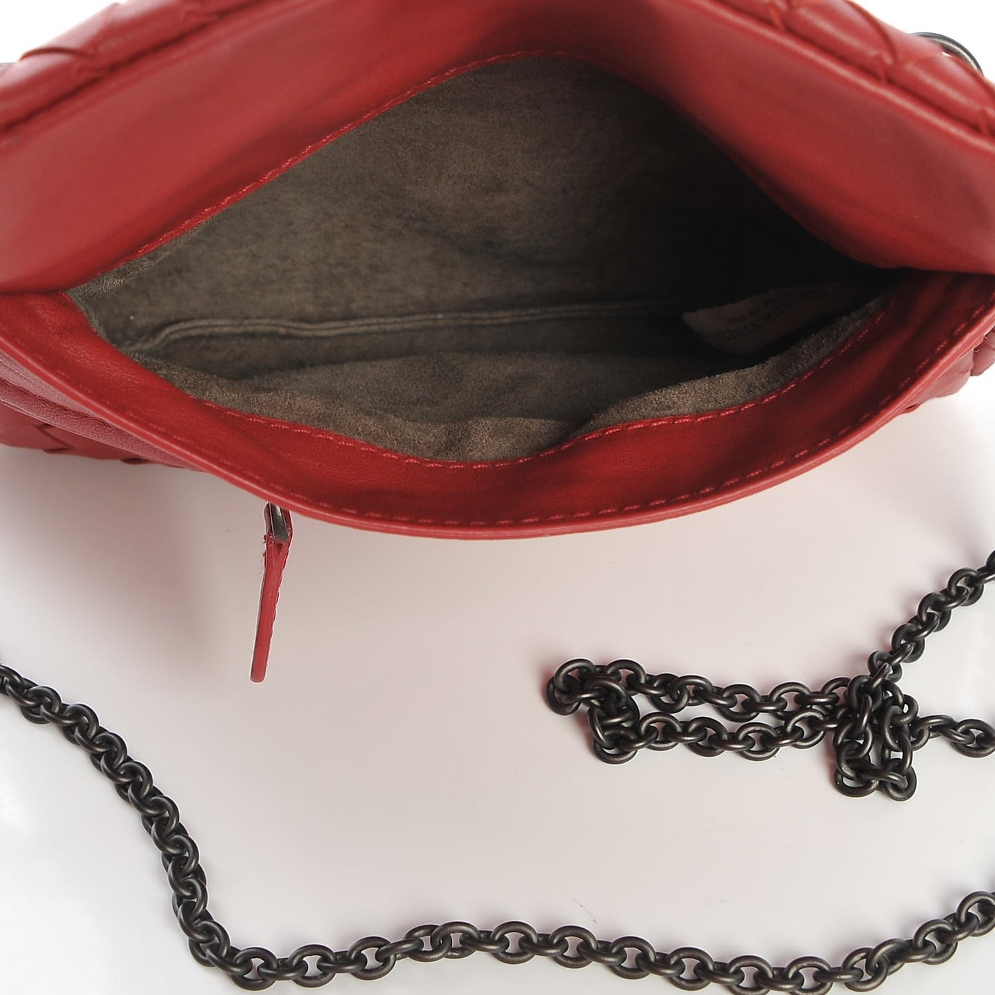 Nappa Intrecciato Mini Chain Messenger Red