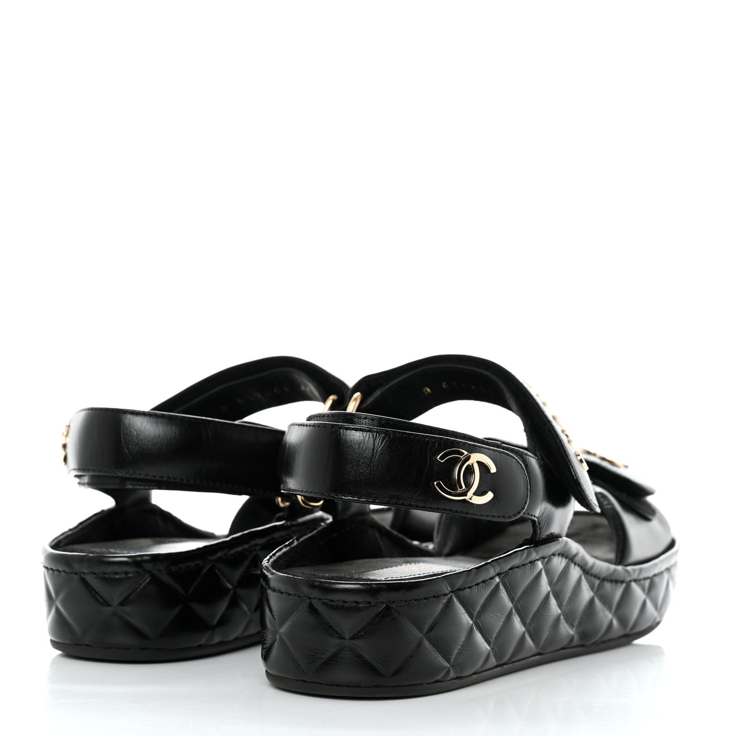 Shiny Calfskin Logo Platform Sandals 40 Black