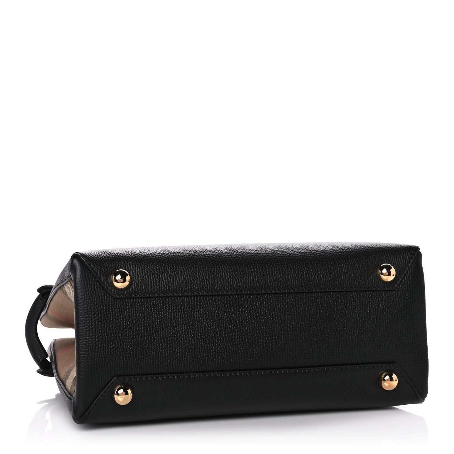 Grainy Calfskin House Check Small Banner Tote Black