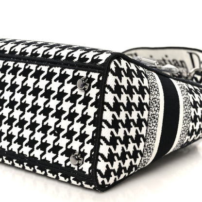 Christian Dior Canvas Houndstooth Embroidered Medium Lady D-Lite Black White 10 of 10