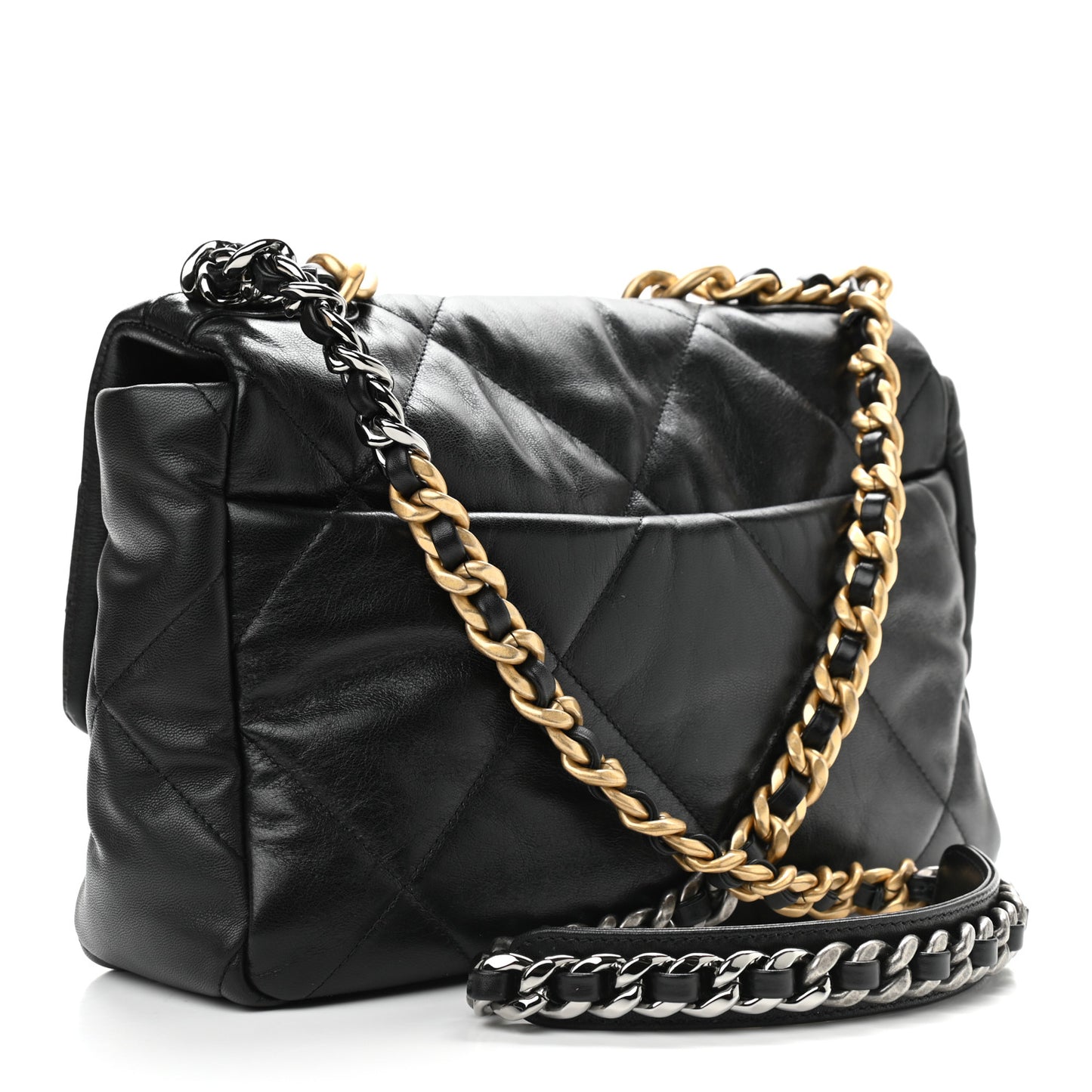 Lambskin Quilted Large Chanel 19 Flap Black