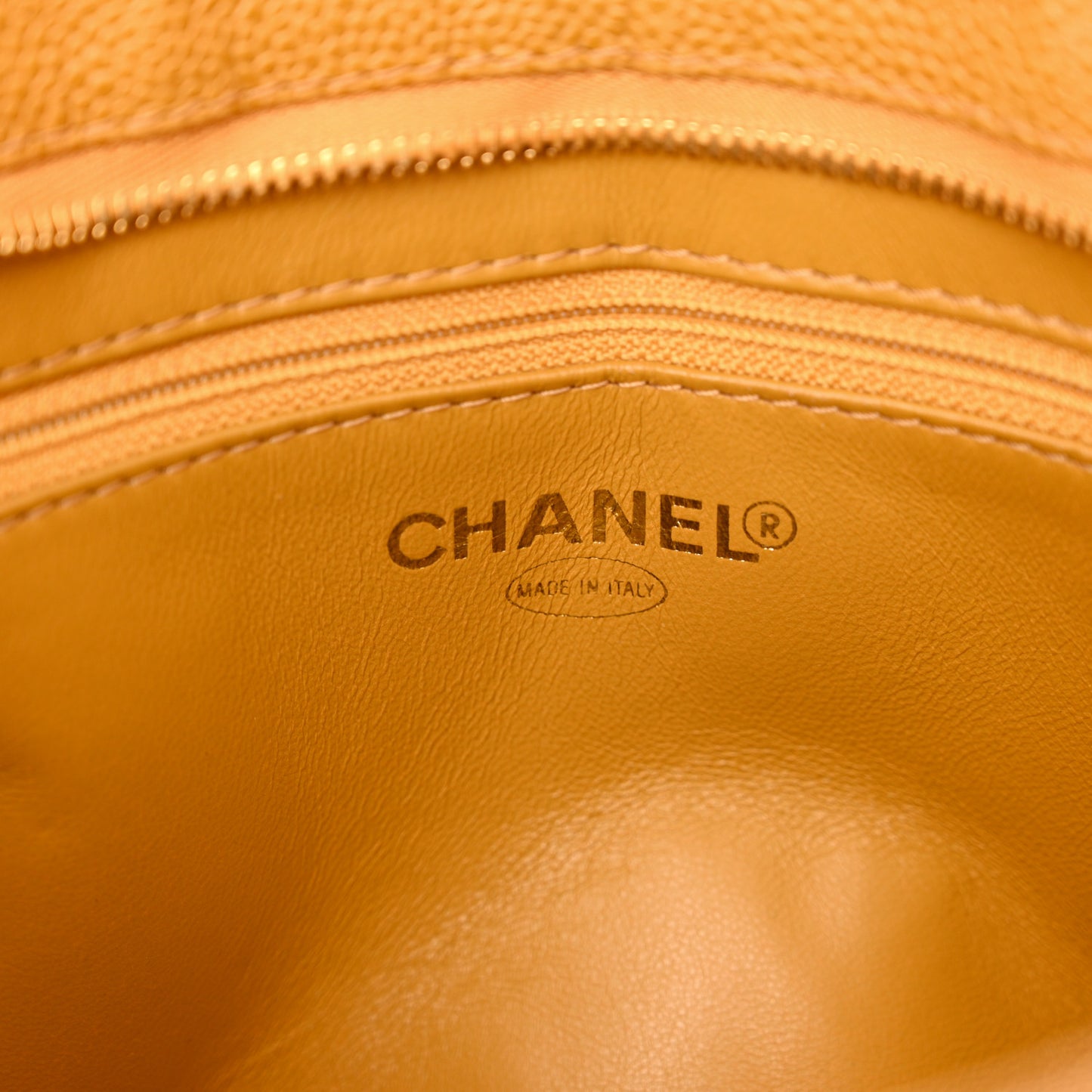 Caviar Quilted Medallion Tote Yellow