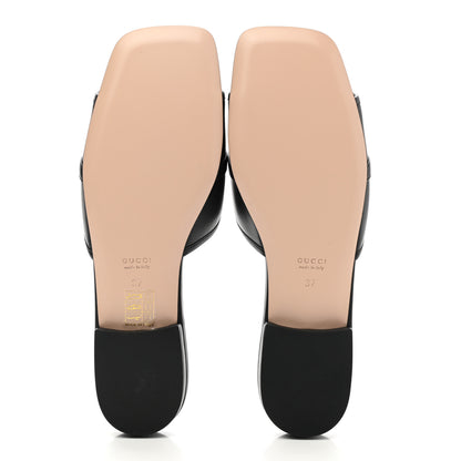 Gucci Nappa Horsebit Flat Slide Sandals 37 Black 5 of 9