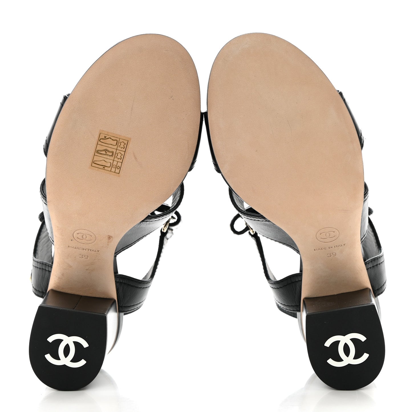 Goatskin CC Turnlock Sandals 39 Black