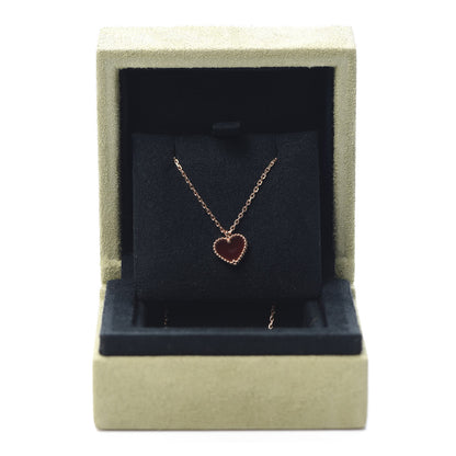 Van Cleef & Arpels 18K Rose Gold Carnelian Sweet Alhambra Heart Pendant Necklace 7 of 7