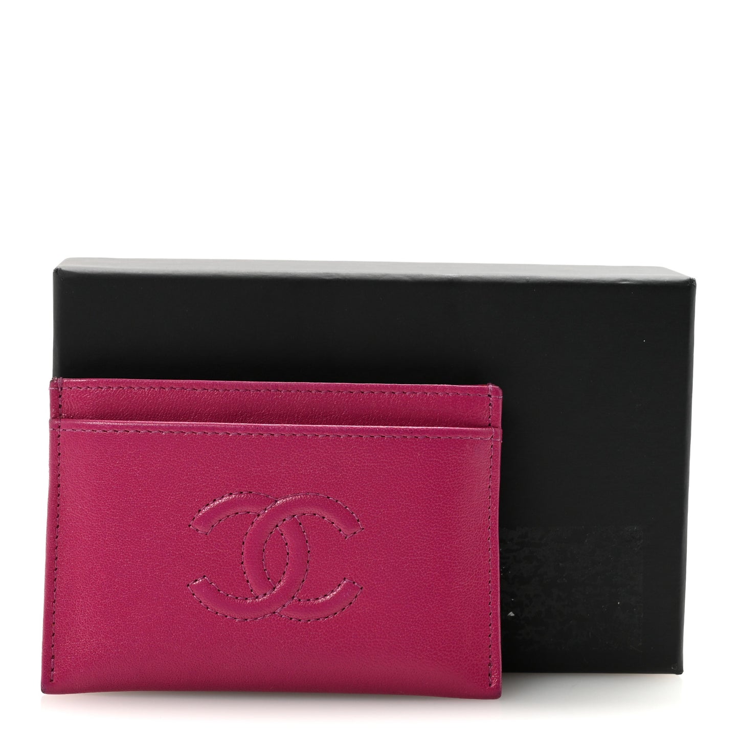 Goatskin Timeless CC Card Holder Fuchsia