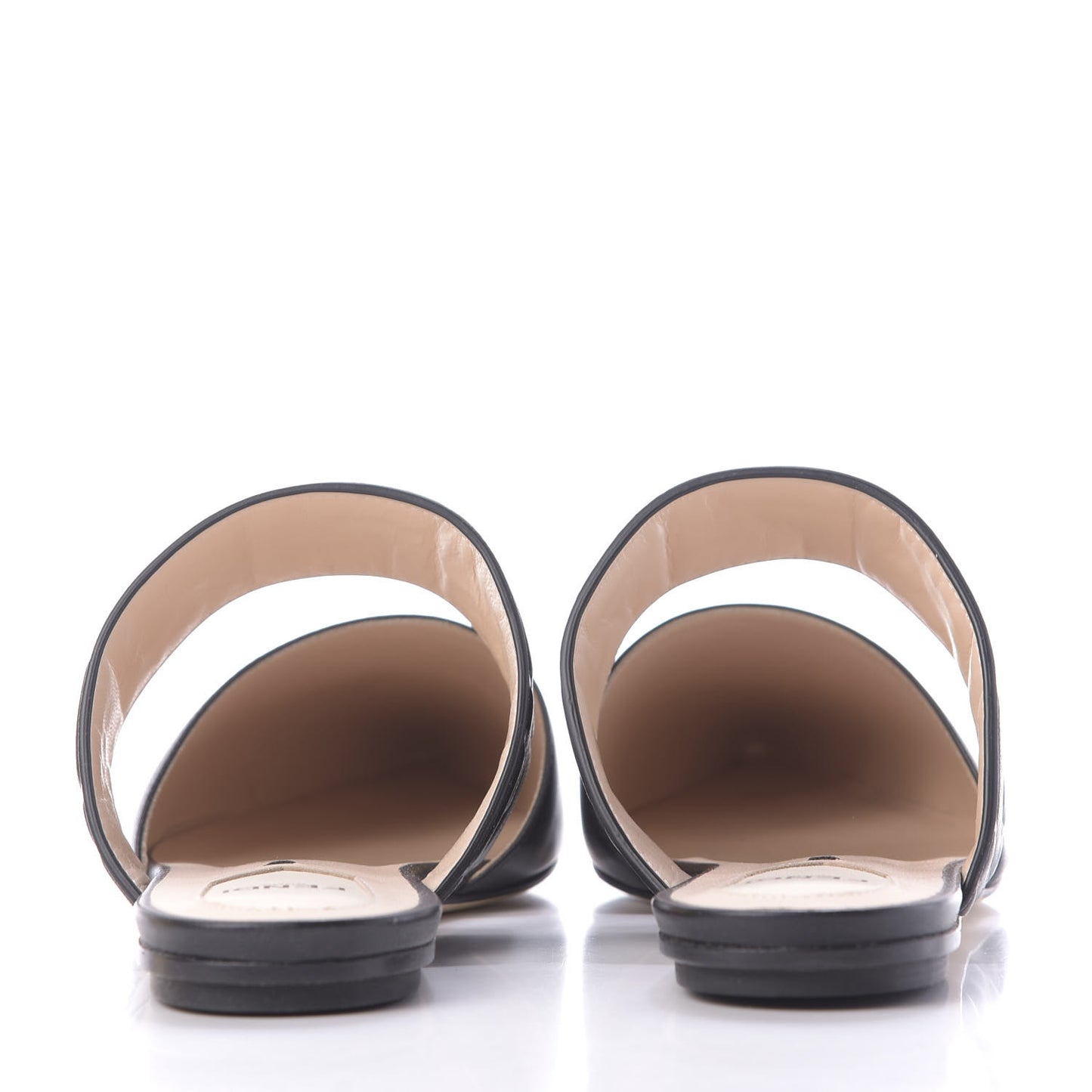 Nappa FF Embossed Flat Mules 37 Black