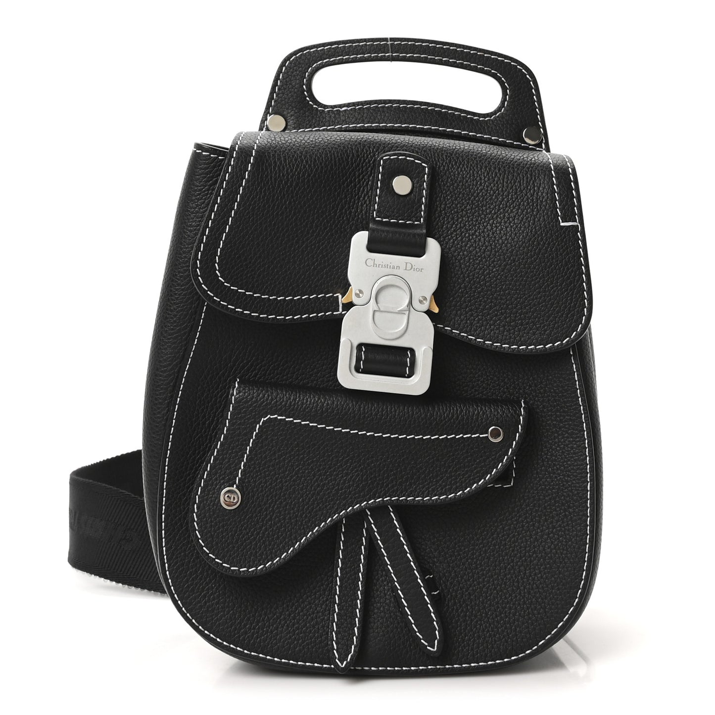 Grained Calfskin Mini Gallop Sling Bag Black