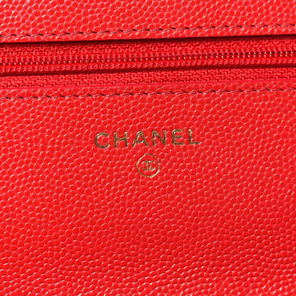 Chanel Caviar Quilted Wallet on Chain WOC Red 6 of 14