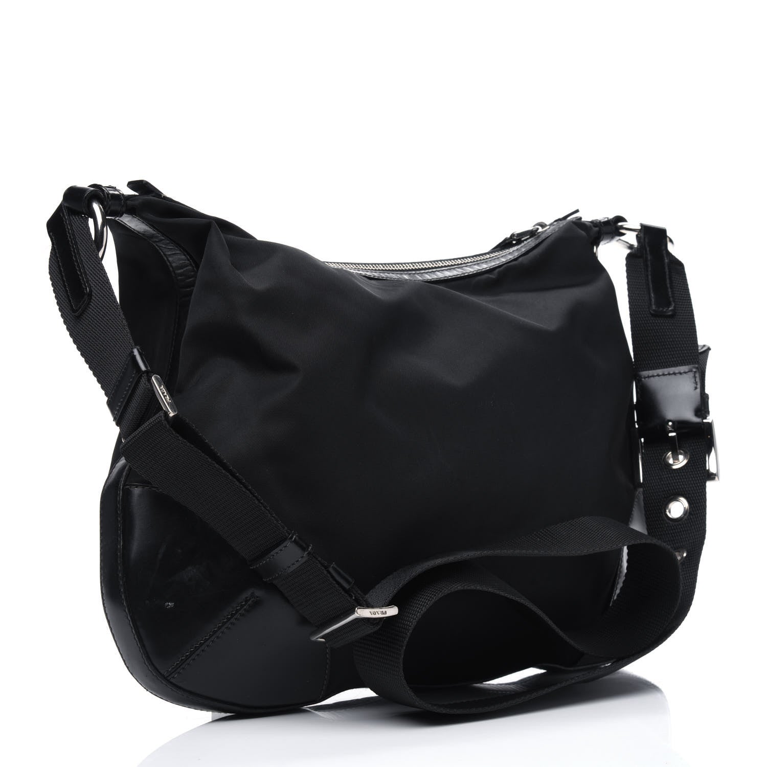 Prada Tessuto Nylon Calfskin Flat Messenger Bag Black 3 of 21