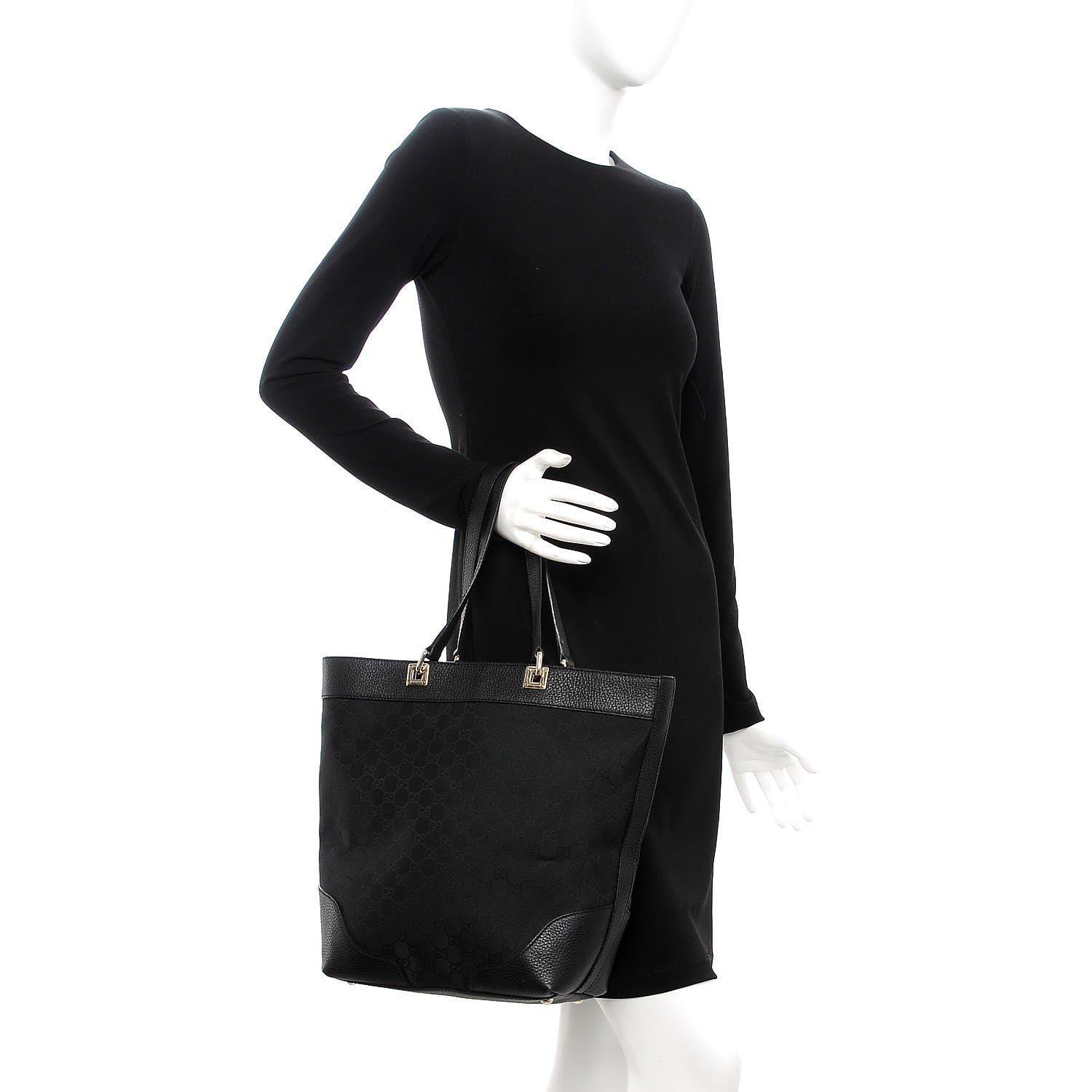 Gucci Monogram Bucket Tote Black 2 of 15
