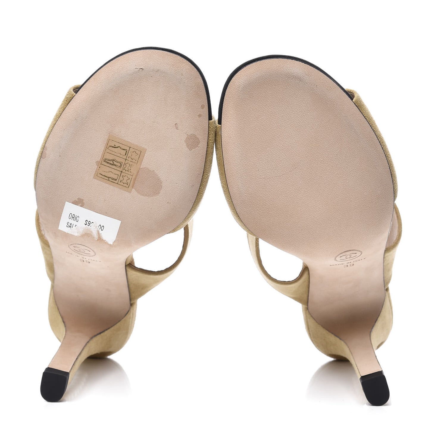 Suede Kid Pearl Mules 39 Beige