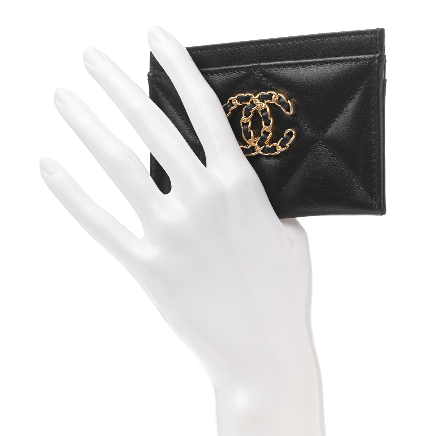 Chanel Lambskin Quilted Chanel 19 Card Holder Black 2 of 10