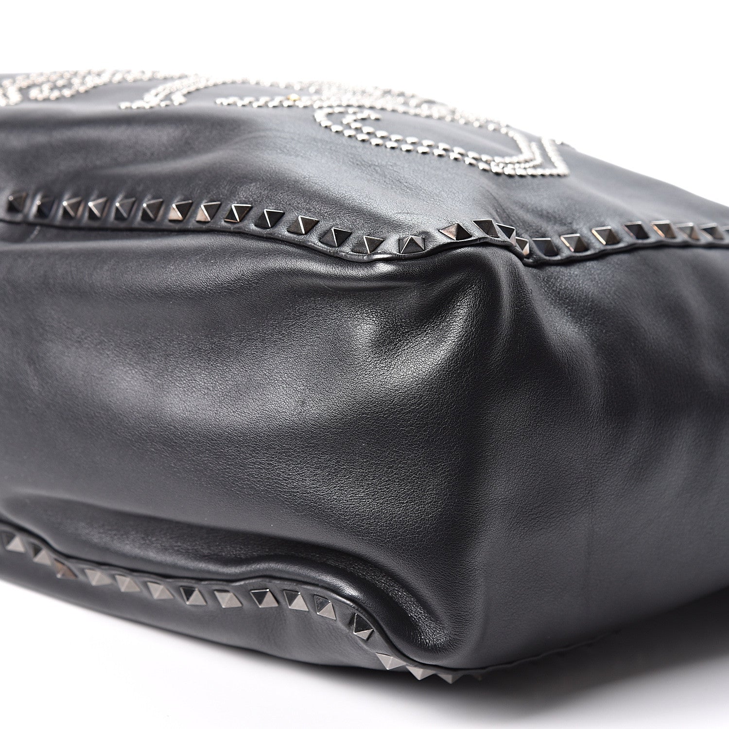 Valentino Garavani Vitello Monkey Studded Rockstud Tote Black 7 of 7