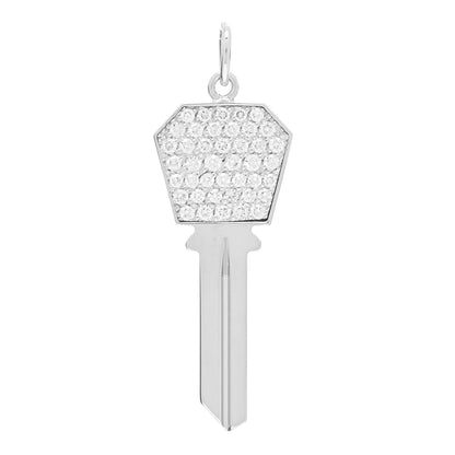 Tiffany 18K White Gold Diamond Small Modern Keys Hexagon Key Pendant 1 of 3