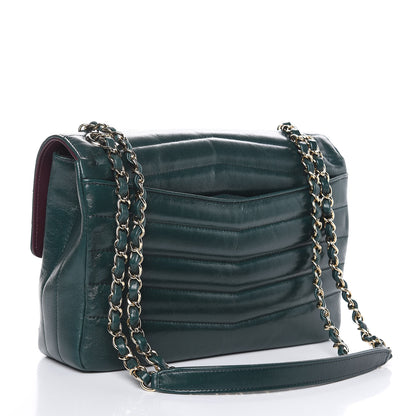Chanel Shiny Lambskin Quilted Chevron Miroir Dark Green 3 of 14