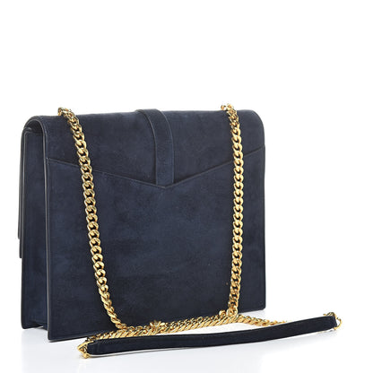 Saint Laurent Suede Sulpice Monogram Medium Shoulder Bag Navy 3 of 16