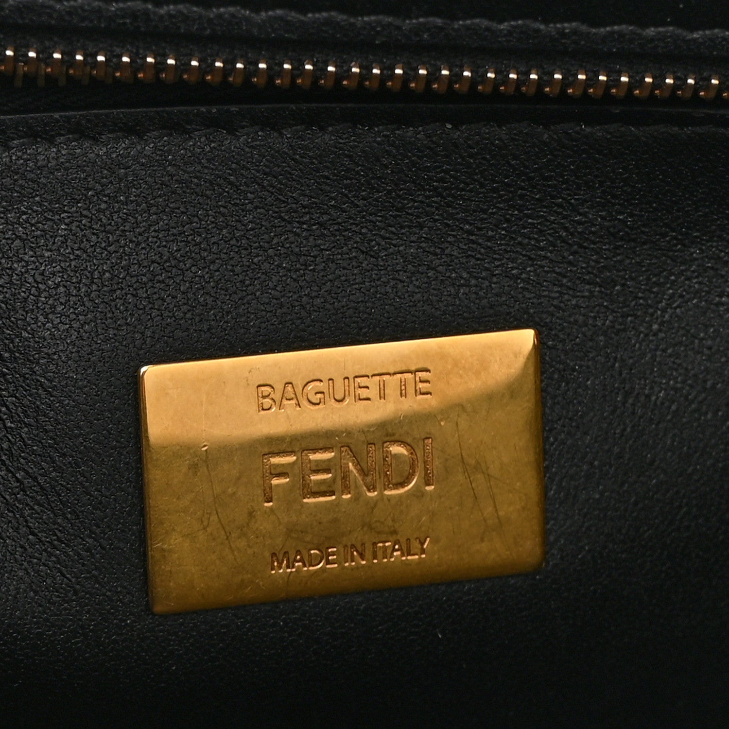 Fendi Nappa Small FF Embossed Mid Chain Baguette Black 6 of 10