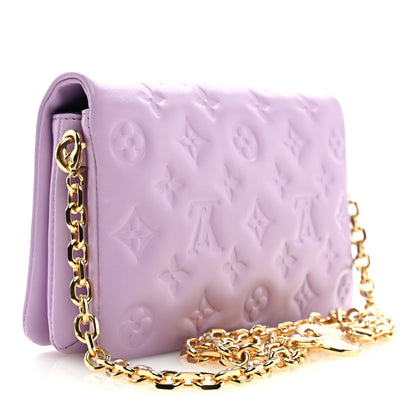 Louis Vuitton Lambskin Embossed Monogram Pochette Coussin Parme 3 of 8