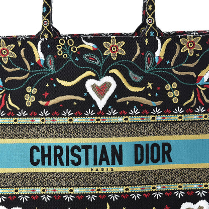 Christian Dior Canvas Embroidered Large Book Tote Black Multicolor 8 of 10